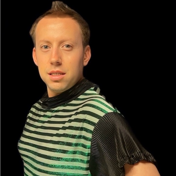 Green Striped Metallic Shirt - Picture 2 of 2